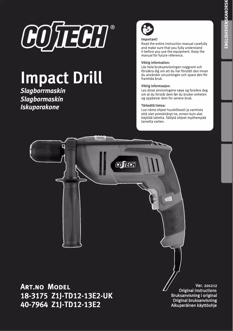Página 1 del manual Manual de usuario Cotech Z1J-TD12-13E2