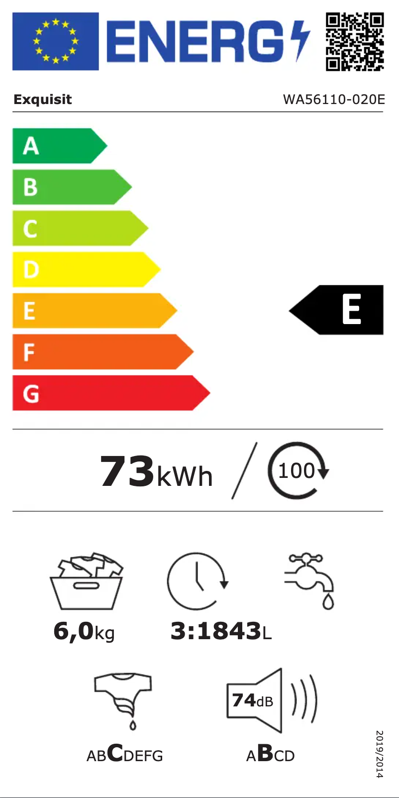 Página 1 del manual Etiqueta energética Exquisit WA56110-020E
