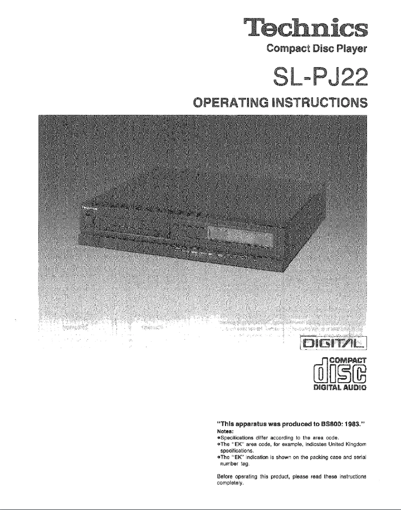 Página nº 1 - Manual de usuario Technics SL-PJ22