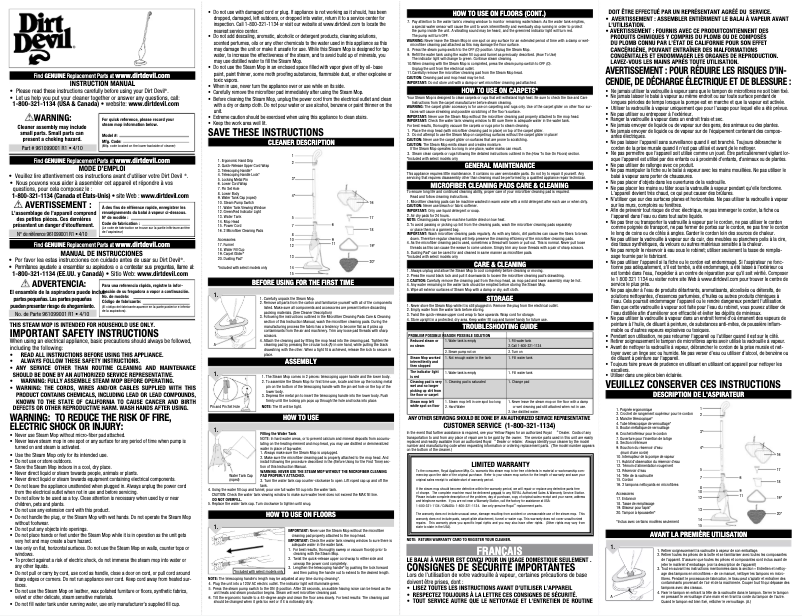 Página 1 del manual Manual de usuario Dirt Devil Easy Steam PD20000