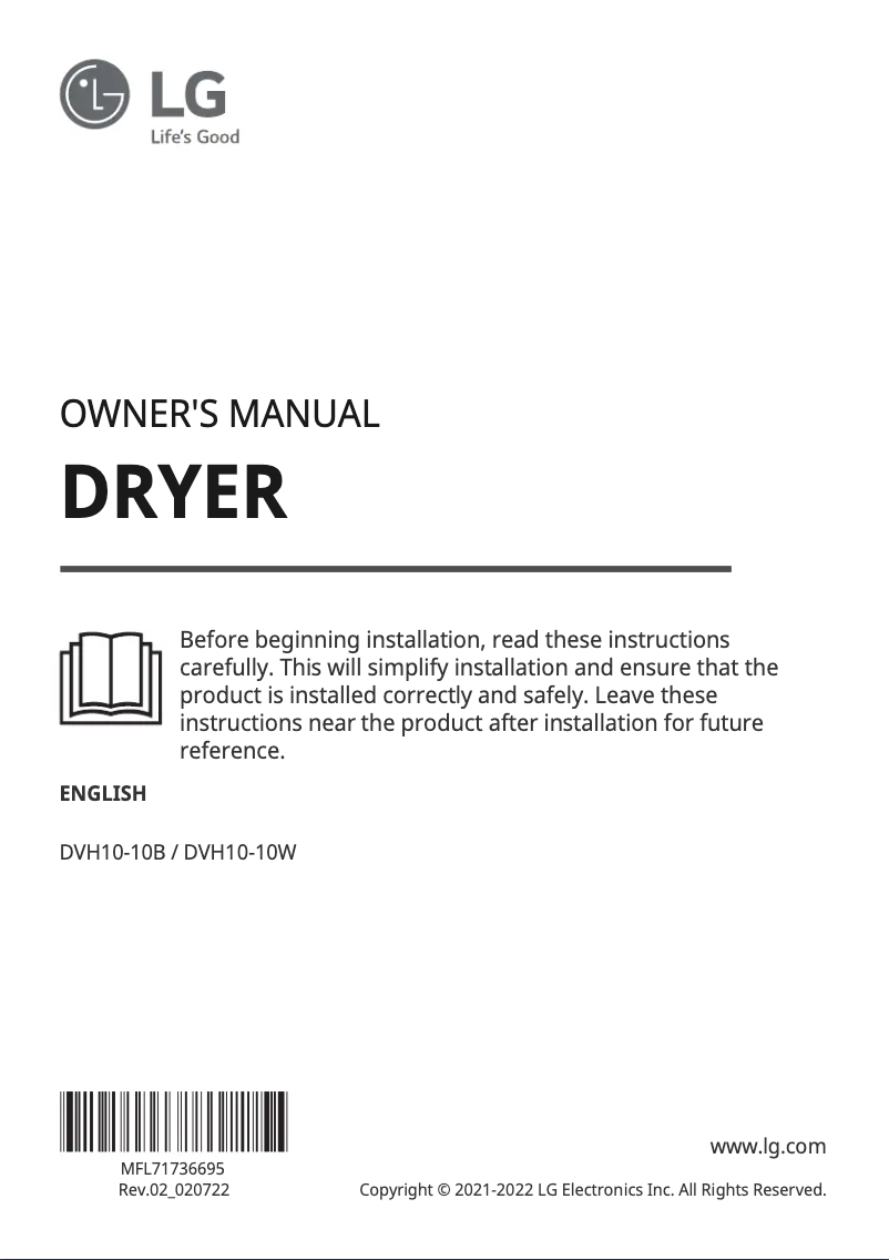 Imagen de la primera página del manual del dispositivo DVH10-10B