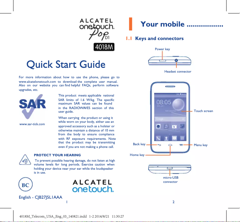 Imagen de la primera página del manual del dispositivo 4018