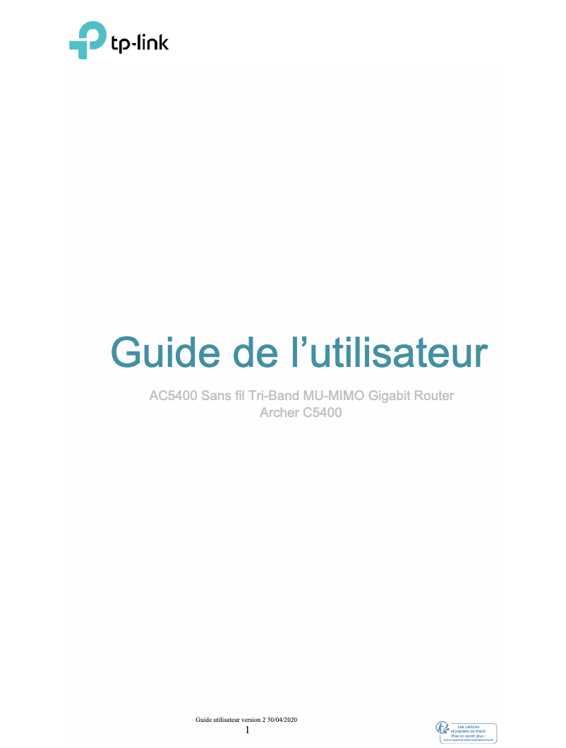 Página nº 1 - Manual de usuario TP-Link Archer C5400