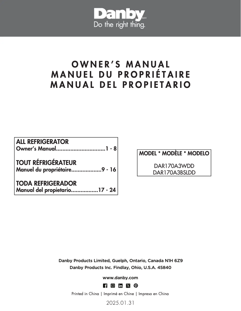 Imagen de la primera página del manual del dispositivo DAR170A3BSLDD