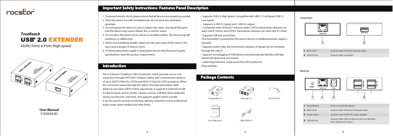 Imagen de la primera página del manual del dispositivo TrueReach Y10G004-B1