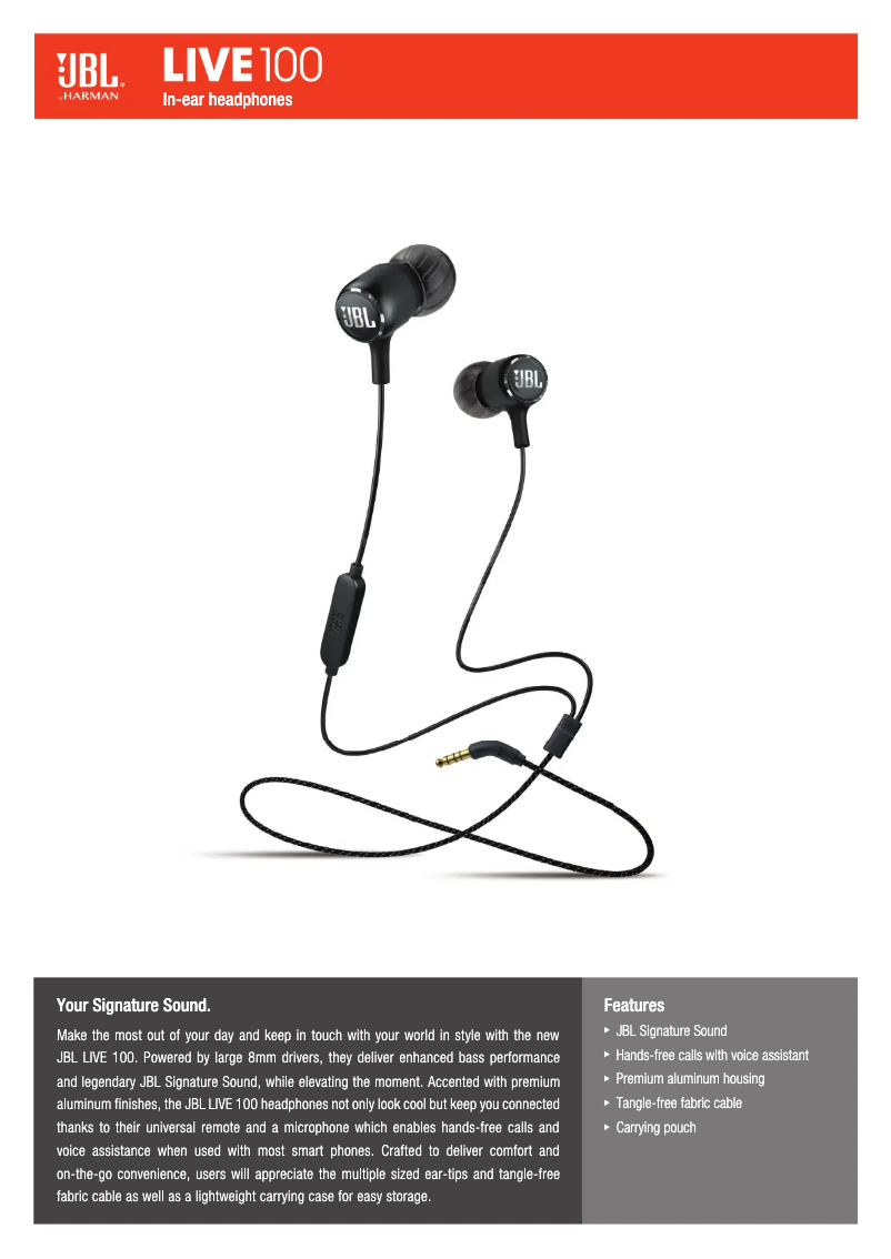 Imagen de la primera página del manual del dispositivo LIVE 100