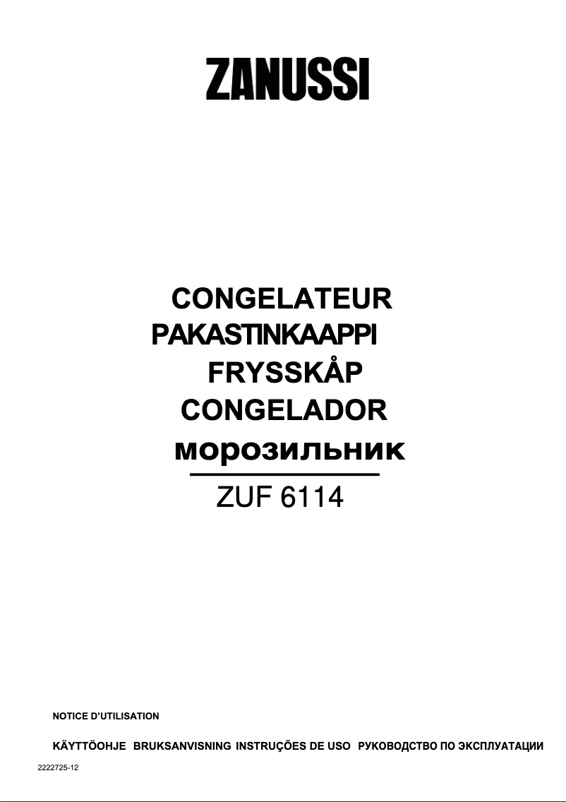 Página 1 del manual Manual de usuario Zanussi ZUF 6114 A