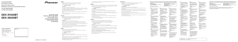 Página 1 del manual Guía de inicio rápido Pioneer DEH-X9600BT