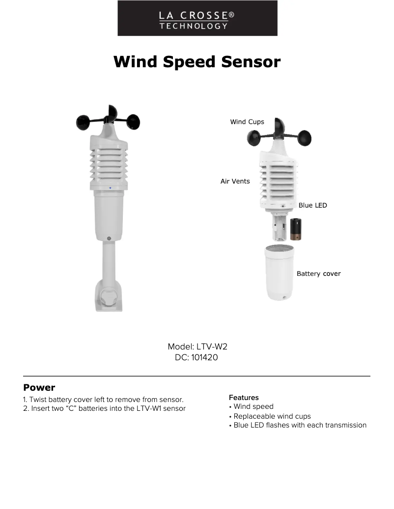 Imagen de la primera página del manual del dispositivo LTV-W2