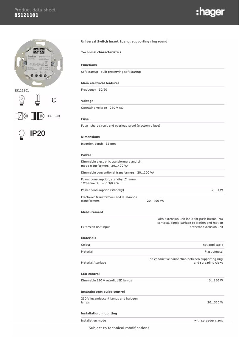 Imagen de la primera página del manual del dispositivo 85121101