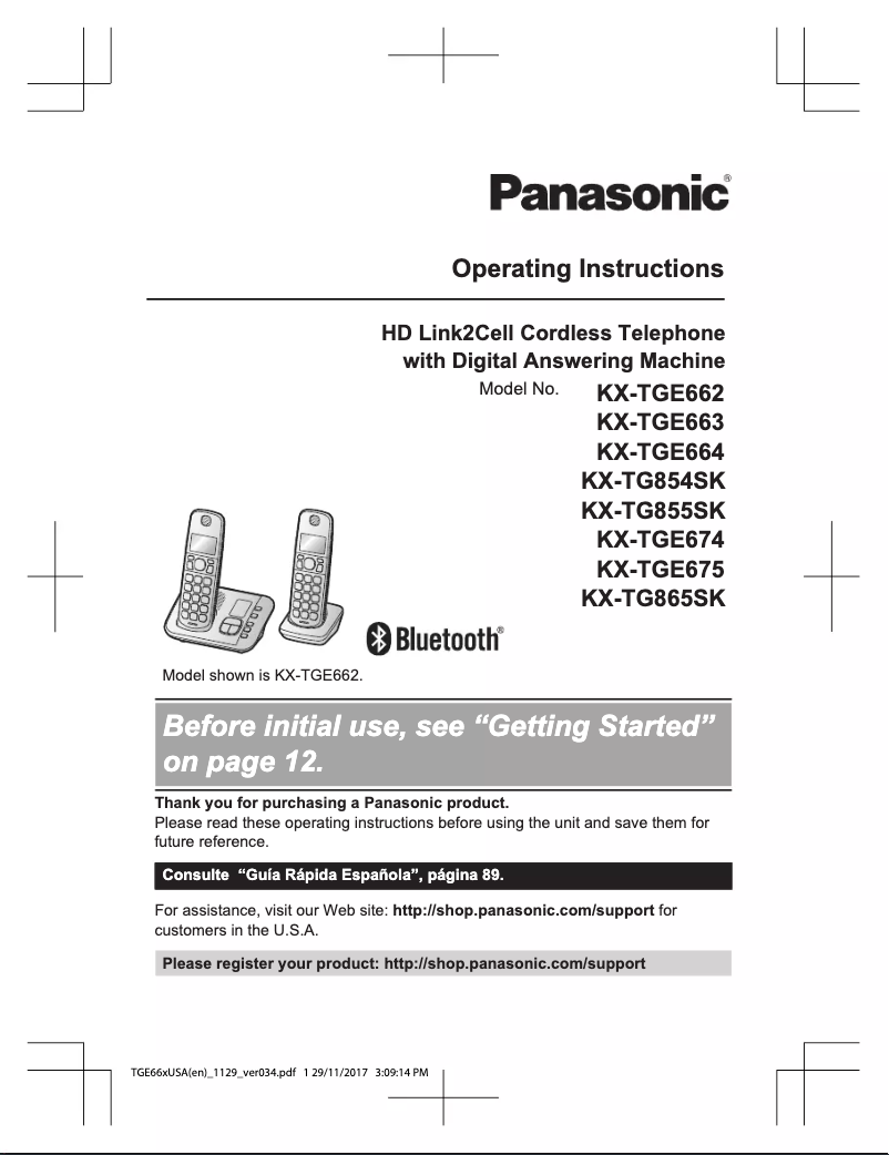 Página 1 del manual Manual de usuario Panasonic KX-TGE663B