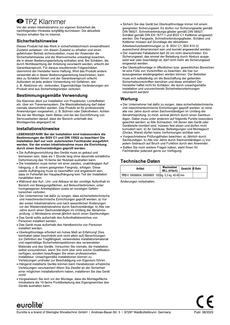 Imagen de la primera página del manual del dispositivo TPZ-1