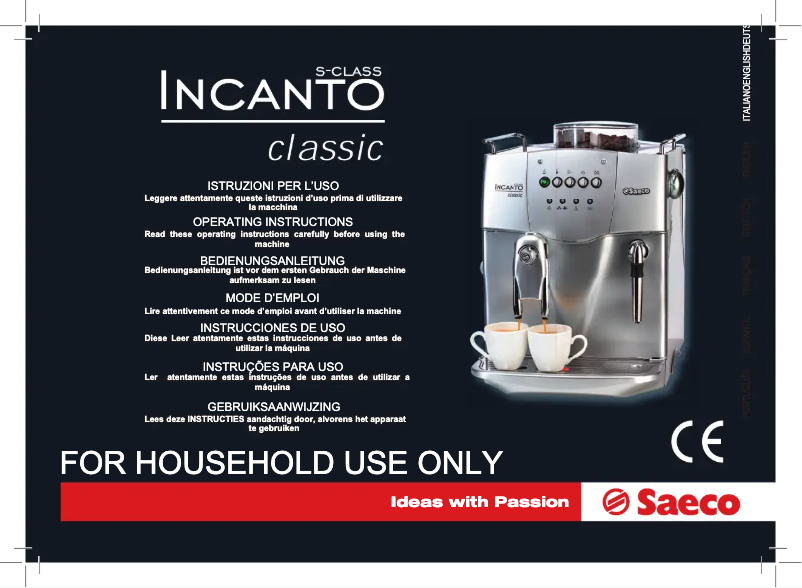 Imagen de la primera página del manual del dispositivo Saeco Incanto Classic