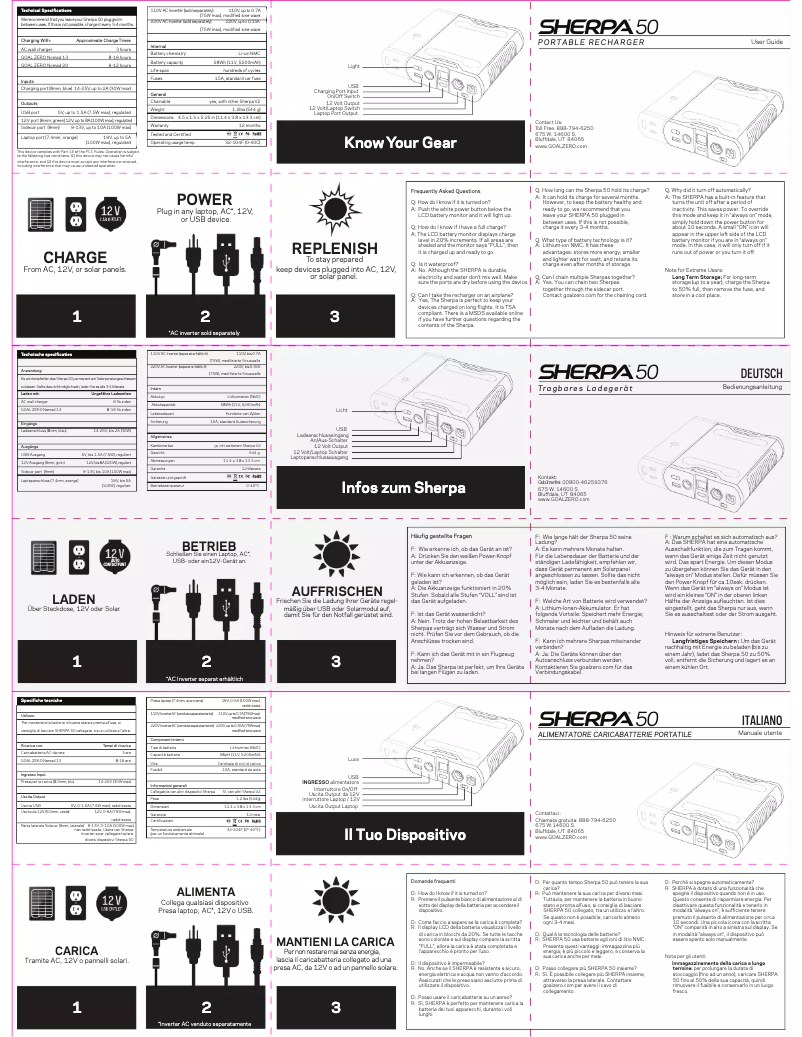 Página 1 del manual Manual de usuario Goal Zero Sherpa 50