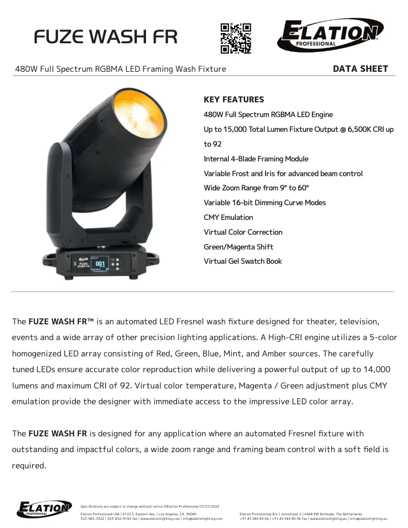 Imagen de la primera página del manual del dispositivo Fuze Wash FR