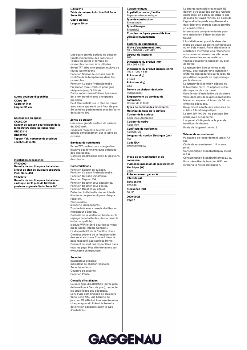 Imagen de la primera página del manual del dispositivo CX492110