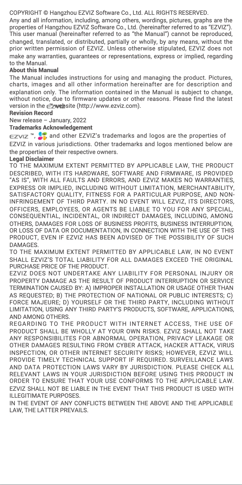 Página nº 1 - Manual de usuario EZVIZ C8W