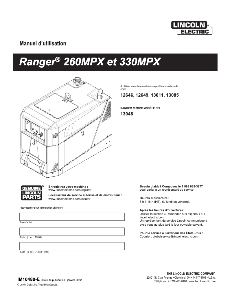 Imagen de la primera página del manual del dispositivo Ranger 260MPX