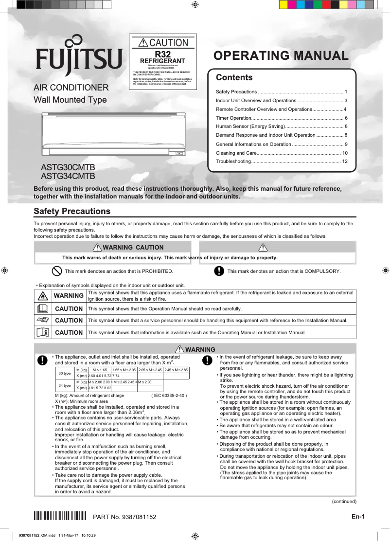 Página 1 del manual Manual de usuario Fujitsu Lifestyle ASTG30CMTB