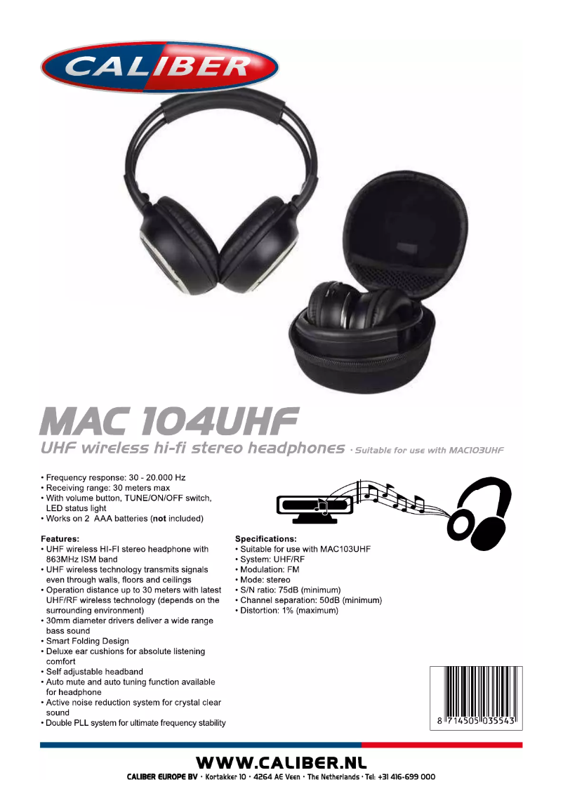 Imagen de la primera página del manual del dispositivo MAC 104UHF