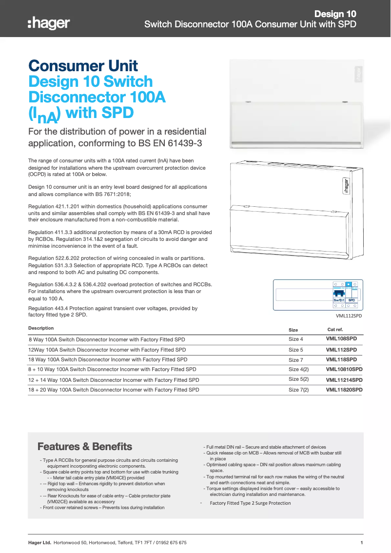 Imagen de la primera página del manual del dispositivo VML11214SPD