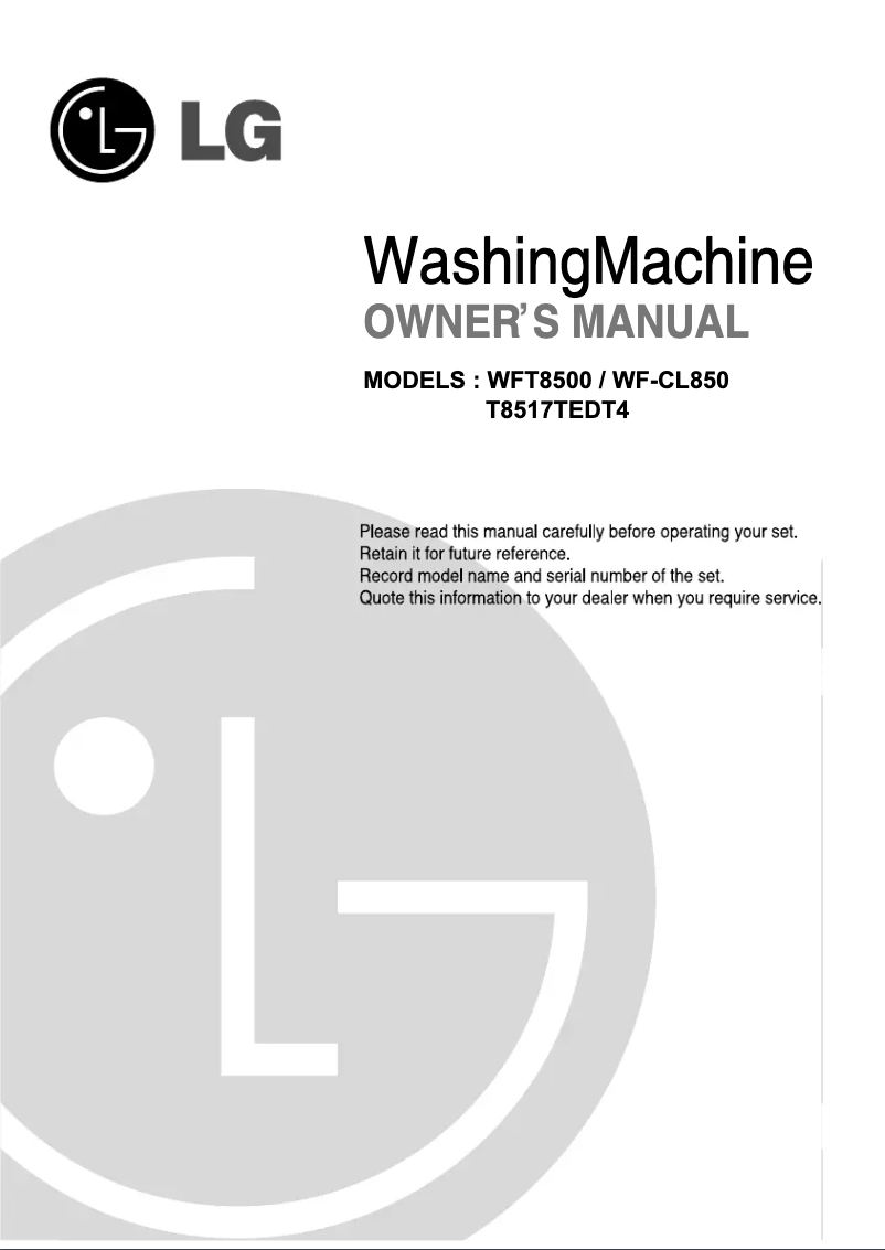 Imagen de la primera página del manual del dispositivo WFT8500