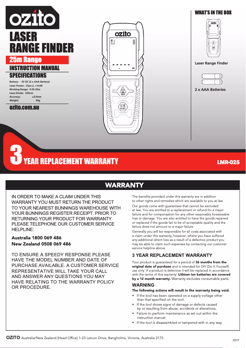 Imagen de la primera página del manual del dispositivo LMR-025