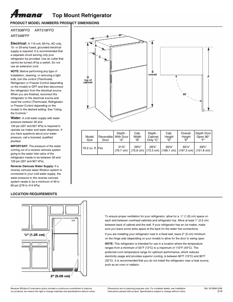 Página 1 del manual Manual de instrucciones Amana ART348FFF