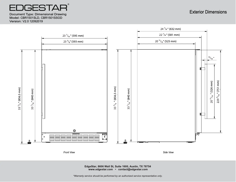 Página 1 del manual Ficha técnica EdgeStar CBR1501SSOD