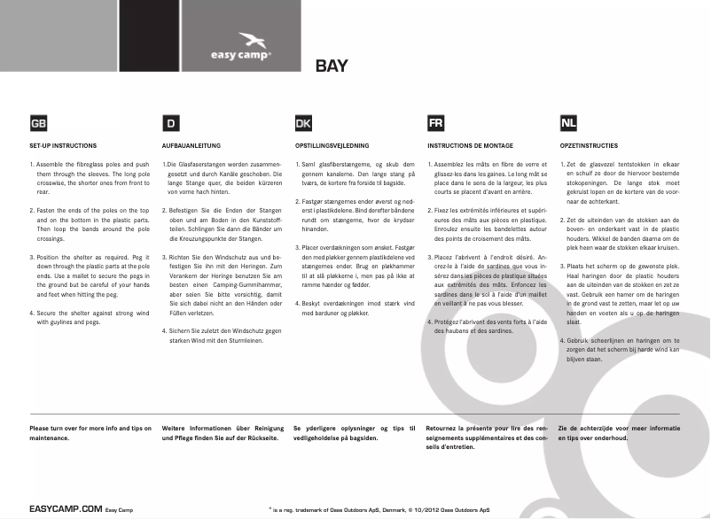 Página nº 1 - Manual de usuario Easy Camp Bay