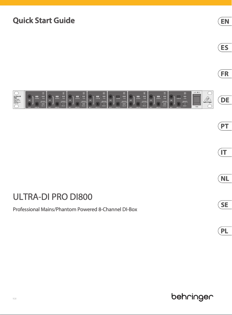 Imagen de la primera página del manual del dispositivo Dultra-DI Pro DI800