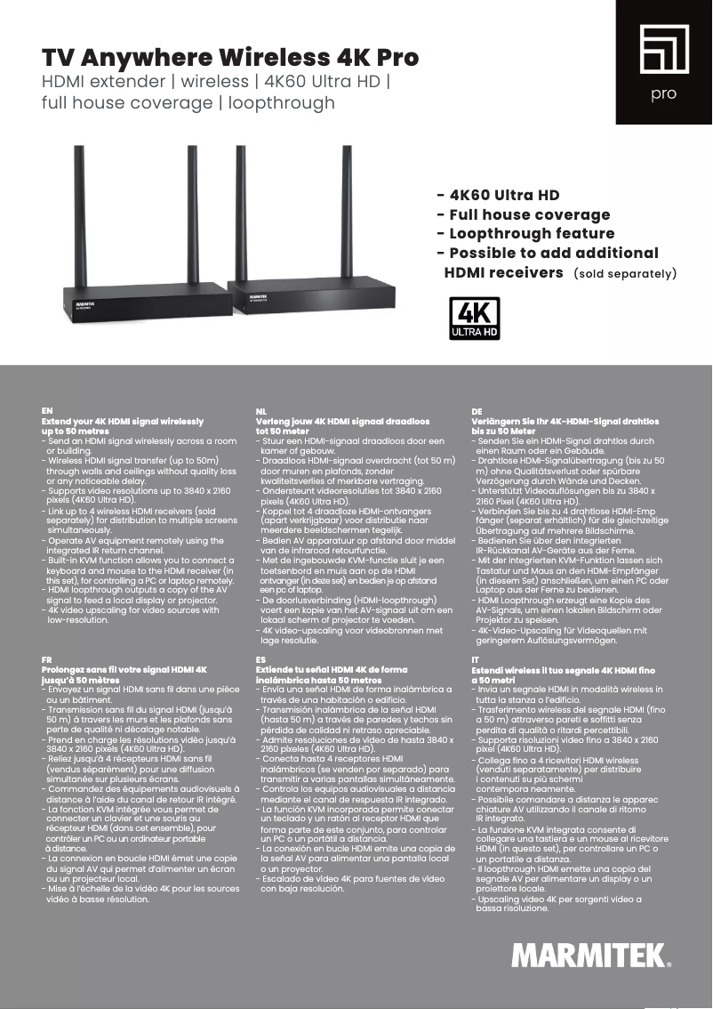 Imagen de la primera página del manual del dispositivo TVAW4K RX