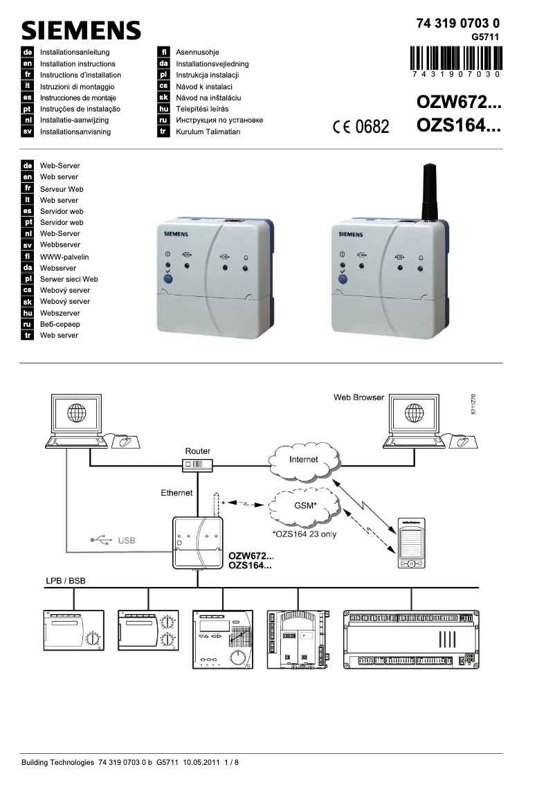 Imagen de la primera página del manual del dispositivo OZW672