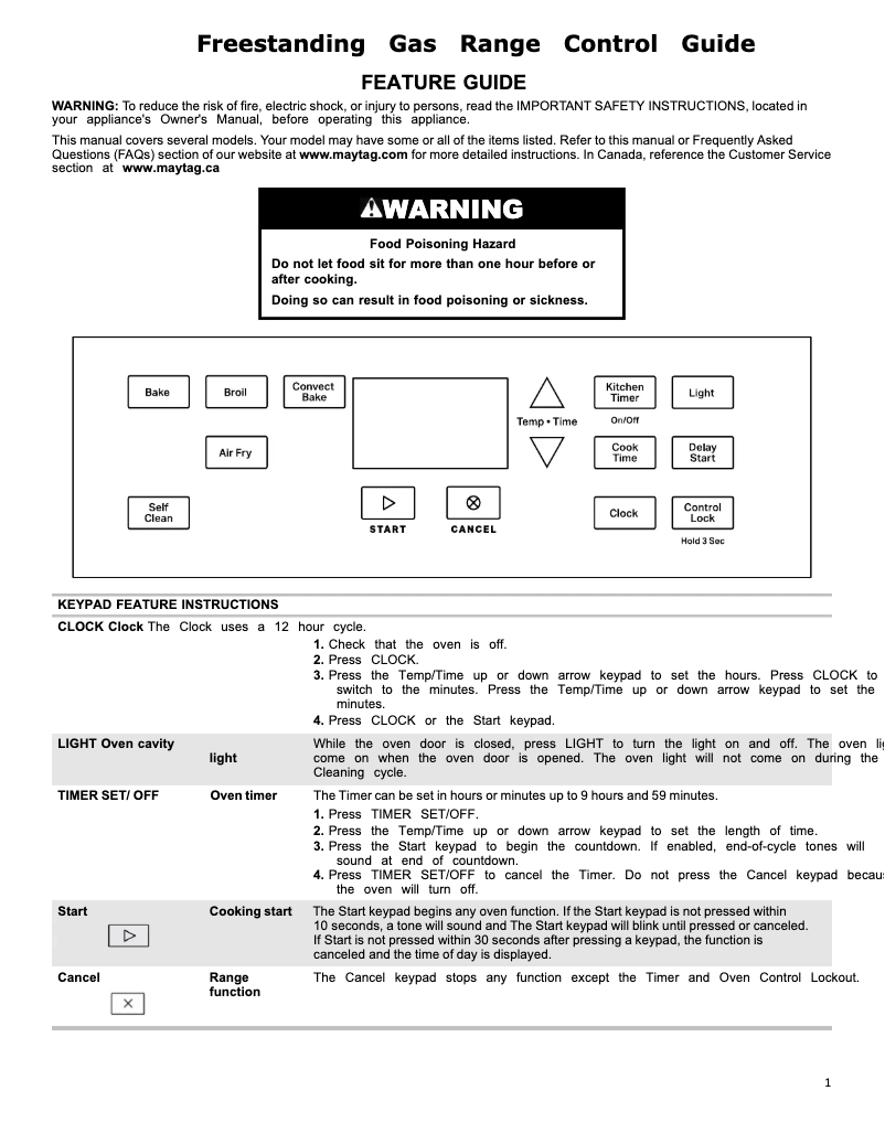 Página 1 del manual Instrucciones / montaje Maytag MGR7700LZ