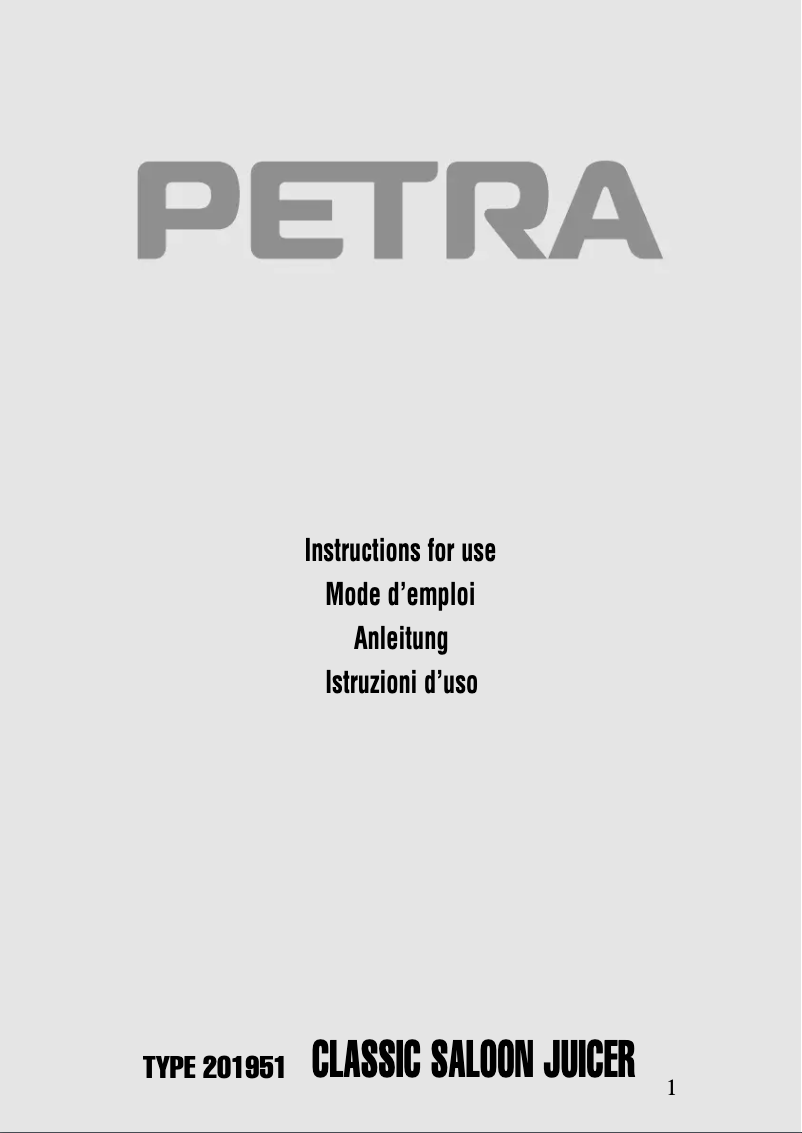 Página 1 del manual Manual de usuario Petra Electric ZP 20.00