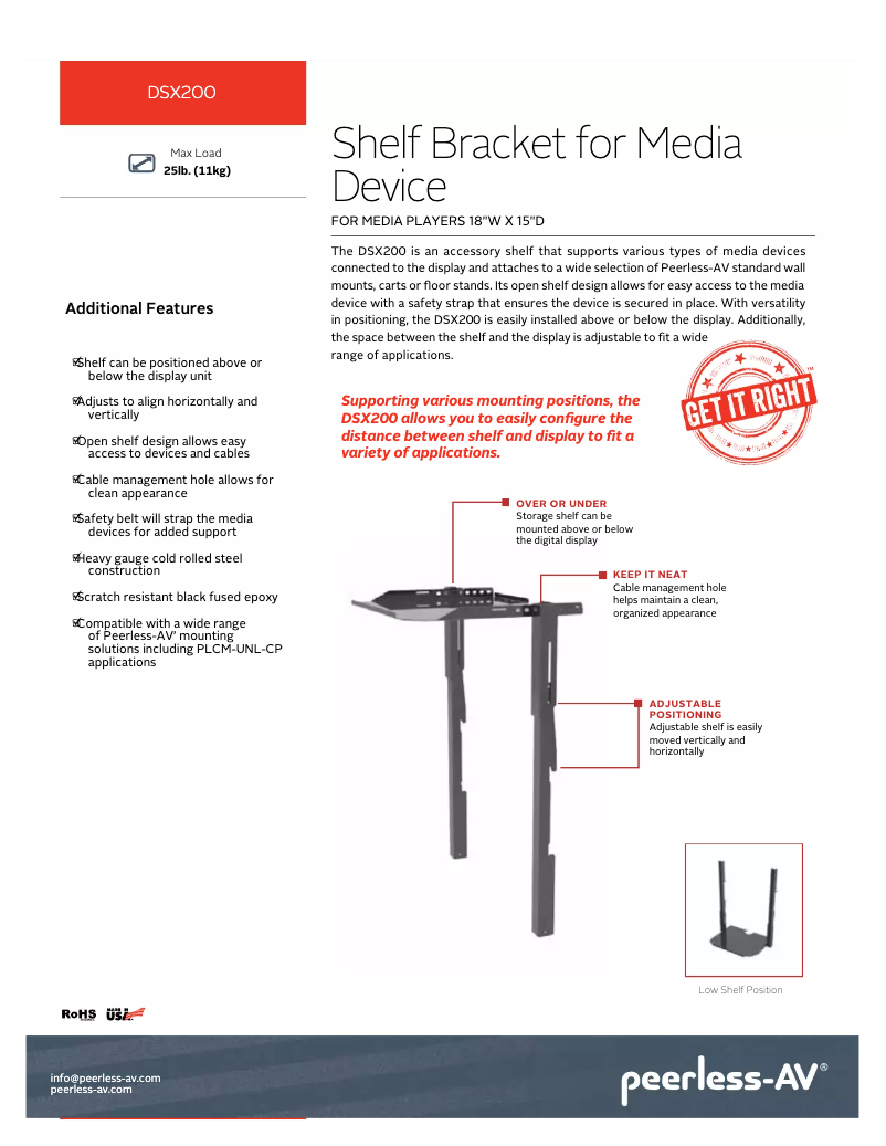 Página 1 del manual Manual de usuario Peerless-AV DSX200