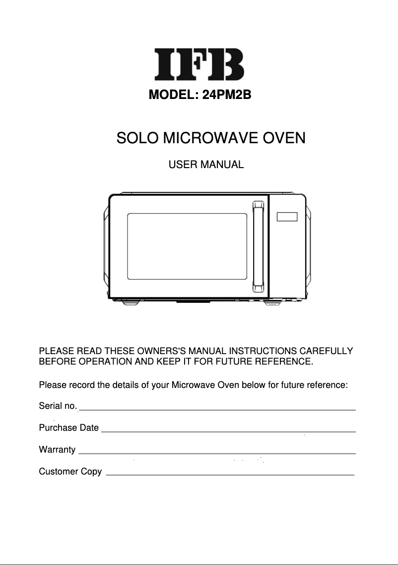 Página 1 del manual Manual de usuario IFB 24PM2B