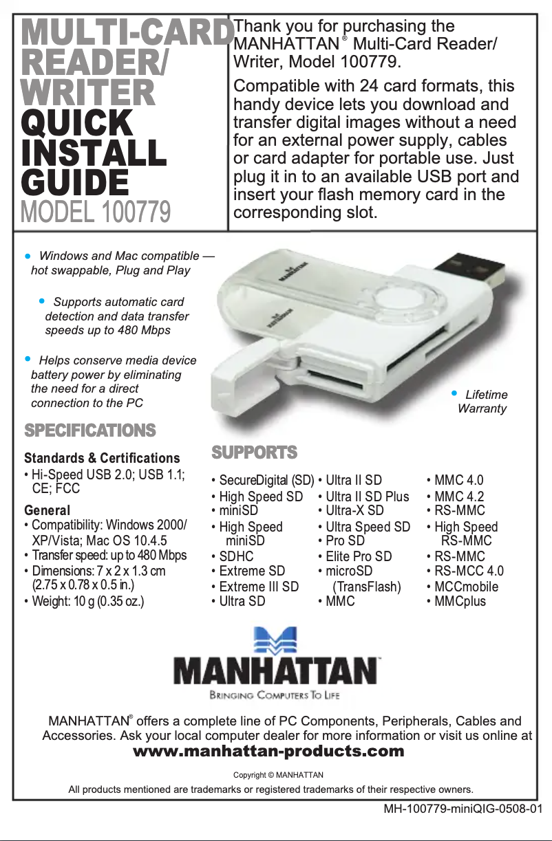 Imagen de la primera página del manual del dispositivo 100779
