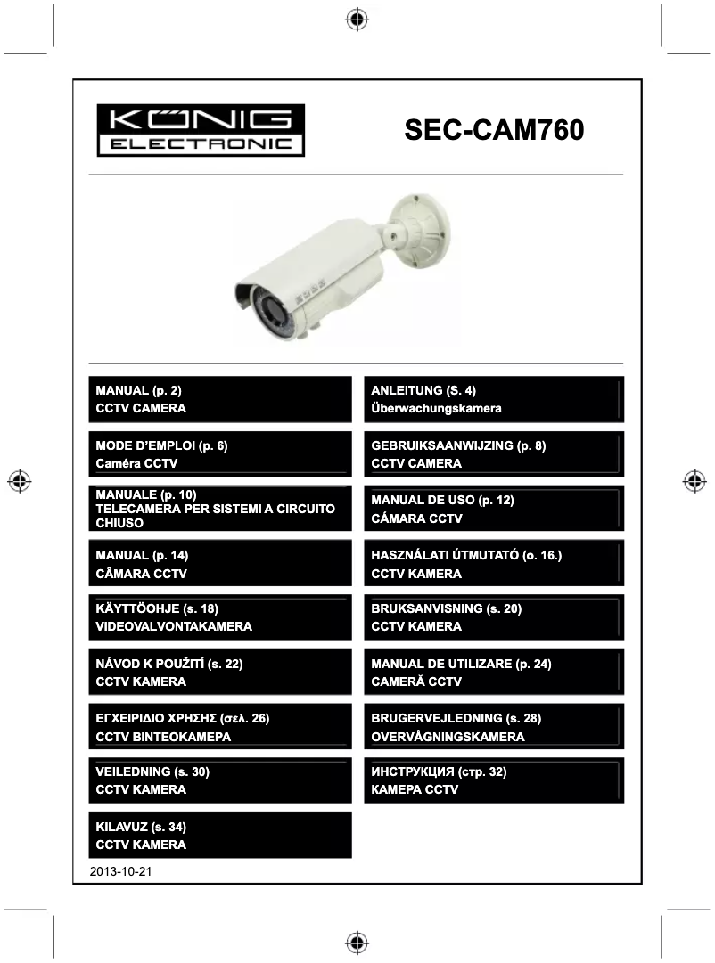 Imagen de la primera página del manual del dispositivo SEC-CAM760