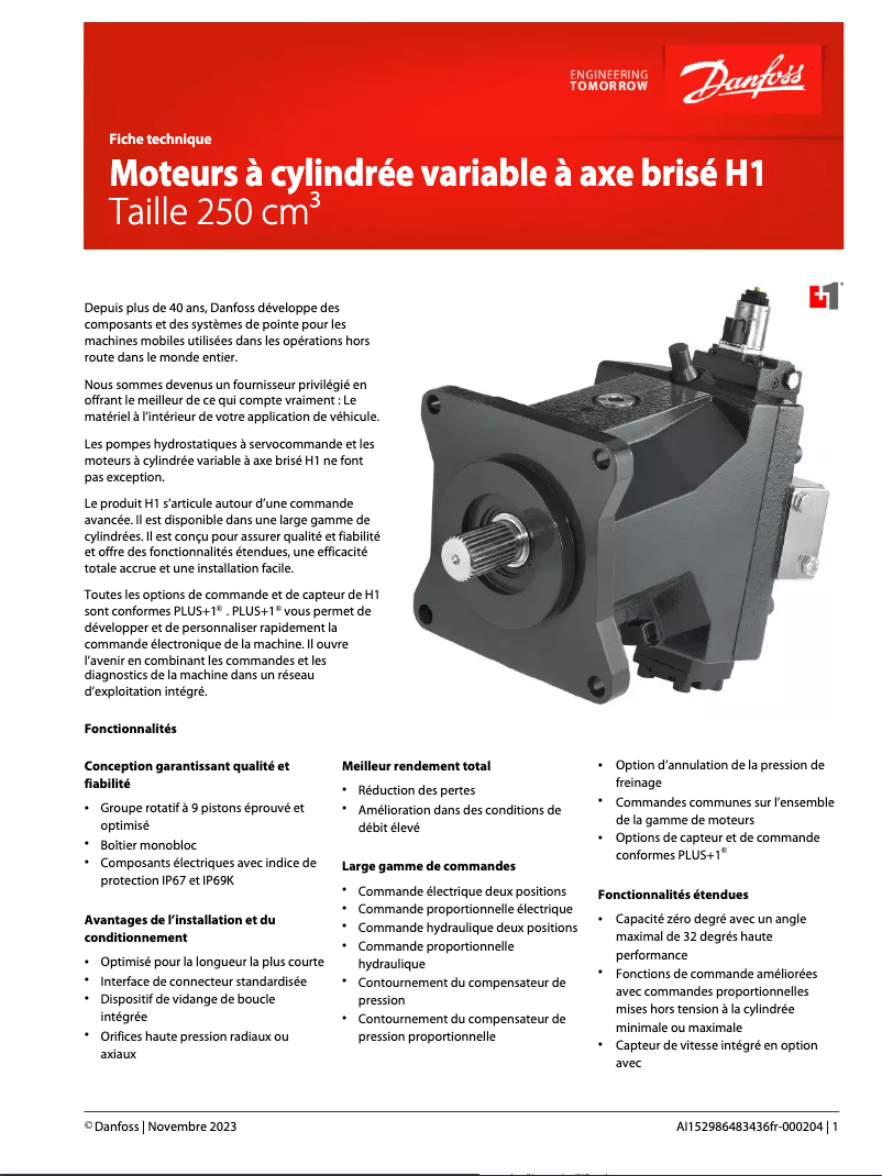 Página 1 del manual Ficha técnica Danfoss H1B