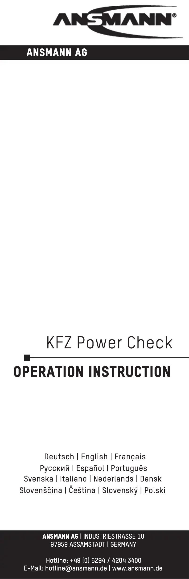 Imagen de la primera página del manual del dispositivo KFZ Power Check