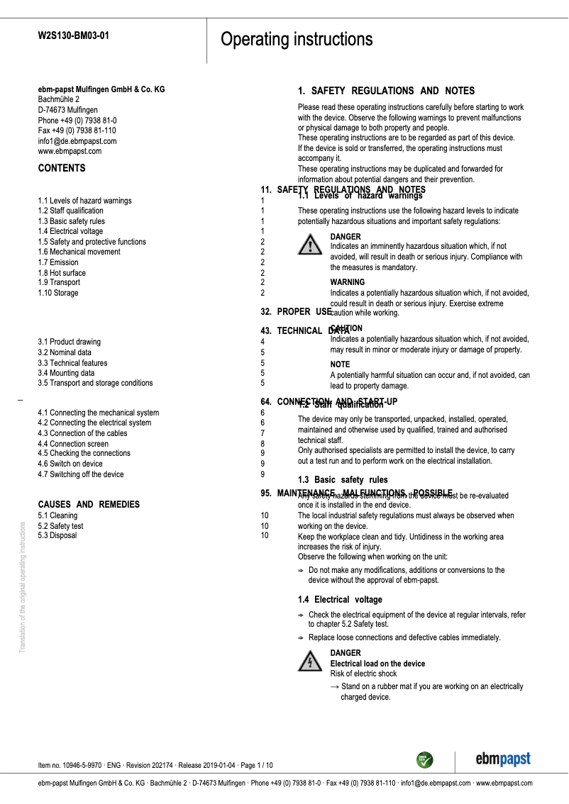 Imagen de la primera página del manual del dispositivo W2S130-BM03-01