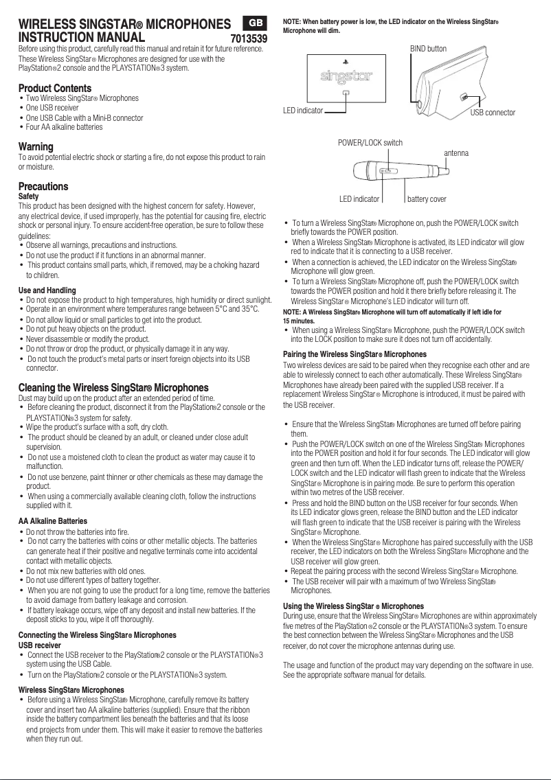 Imagen de la primera página del manual del dispositivo SingStar Party Pack (PS3)