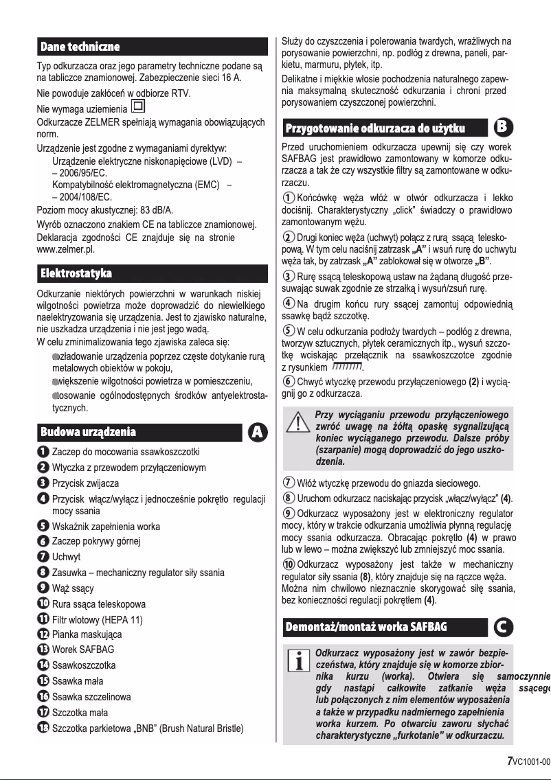 Imagen de la primera página del manual del dispositivo Roto VC1001.0 SF