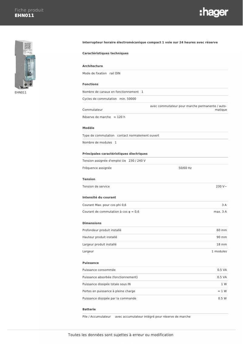 Imagen de la primera página del manual del dispositivo EHN011