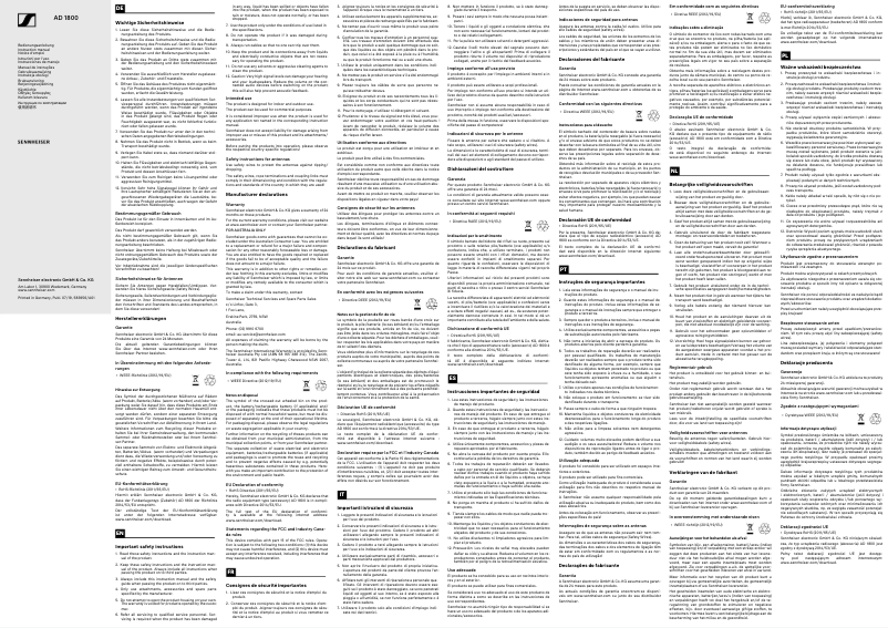 Imagen de la primera página del manual del dispositivo AD 1800