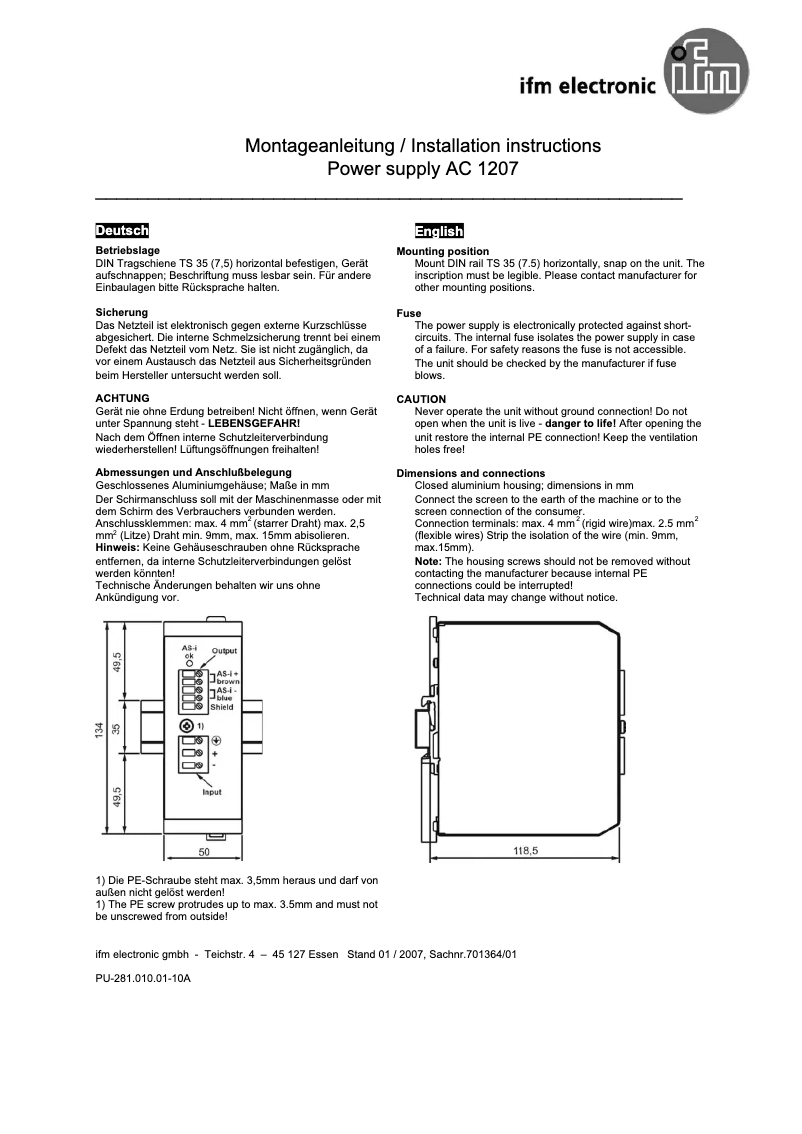 Imagen de la primera página del manual del dispositivo AC1207