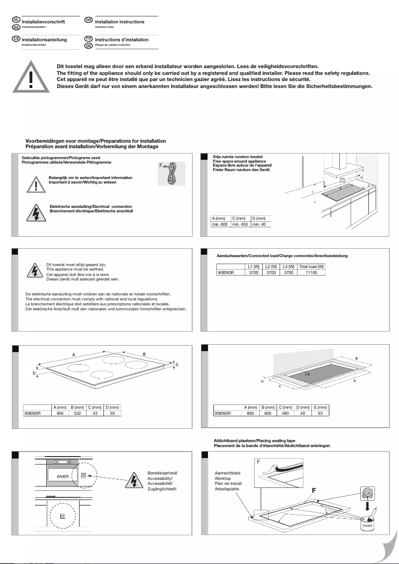 Imagen de la primera página del manual del dispositivo IK8093R
