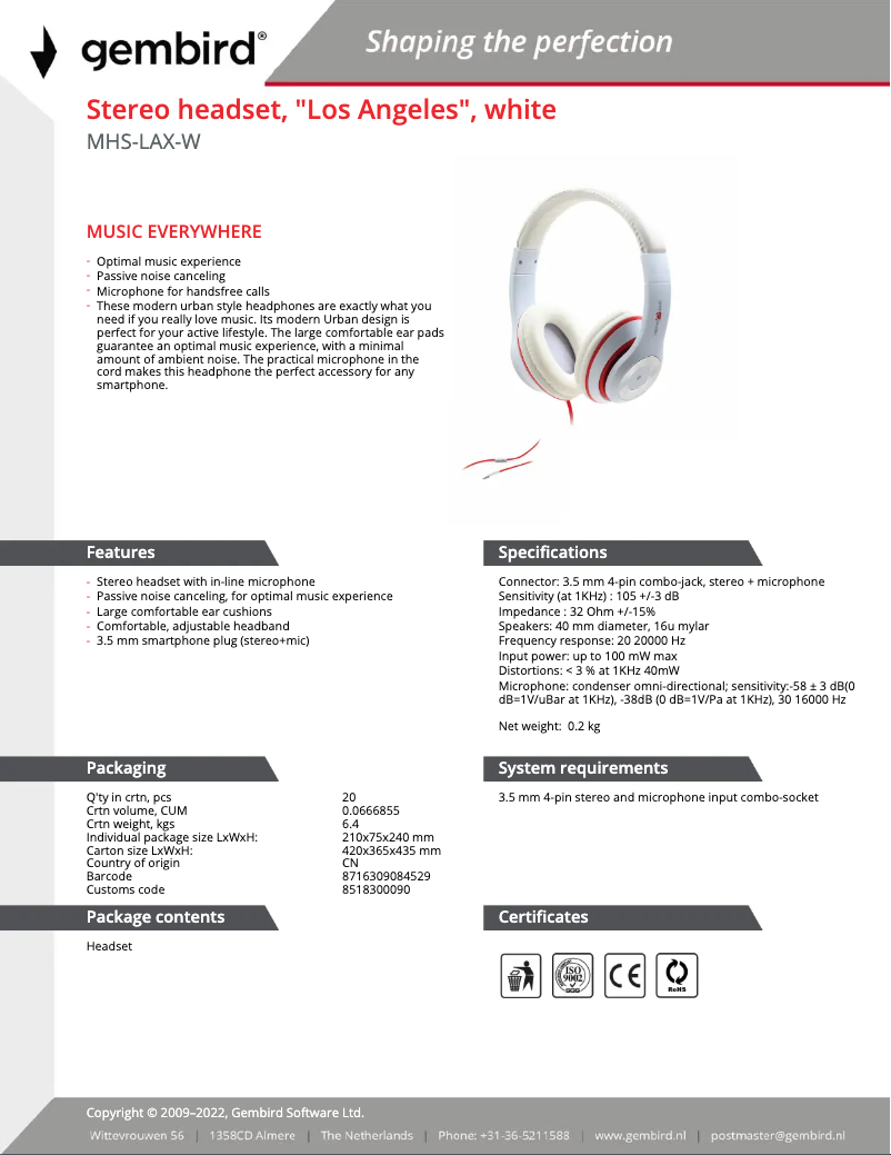 Imagen de la primera página del manual del dispositivo Los Angeles MHS-LAX-W