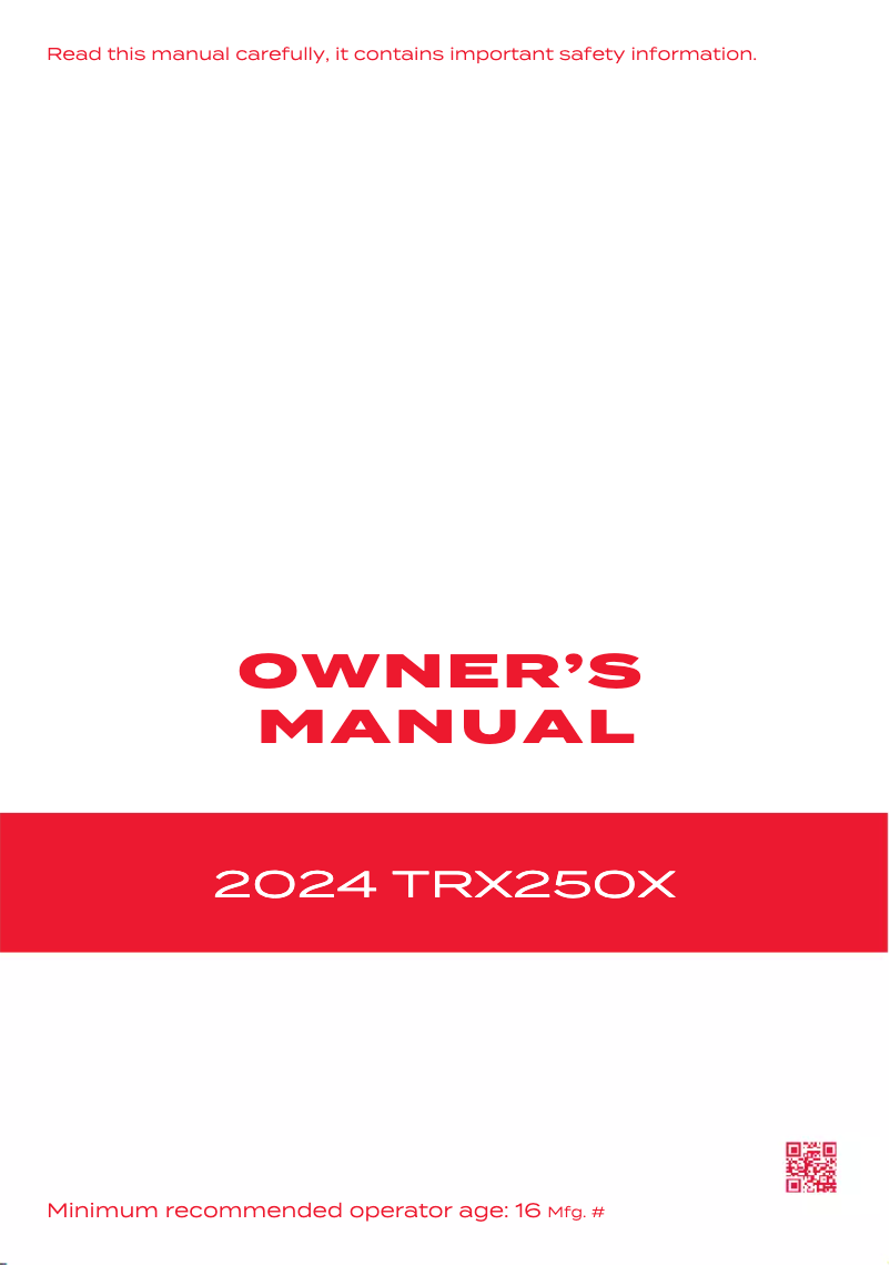 Página 1 del manual Manual de usuario Honda TRX250X (2024)